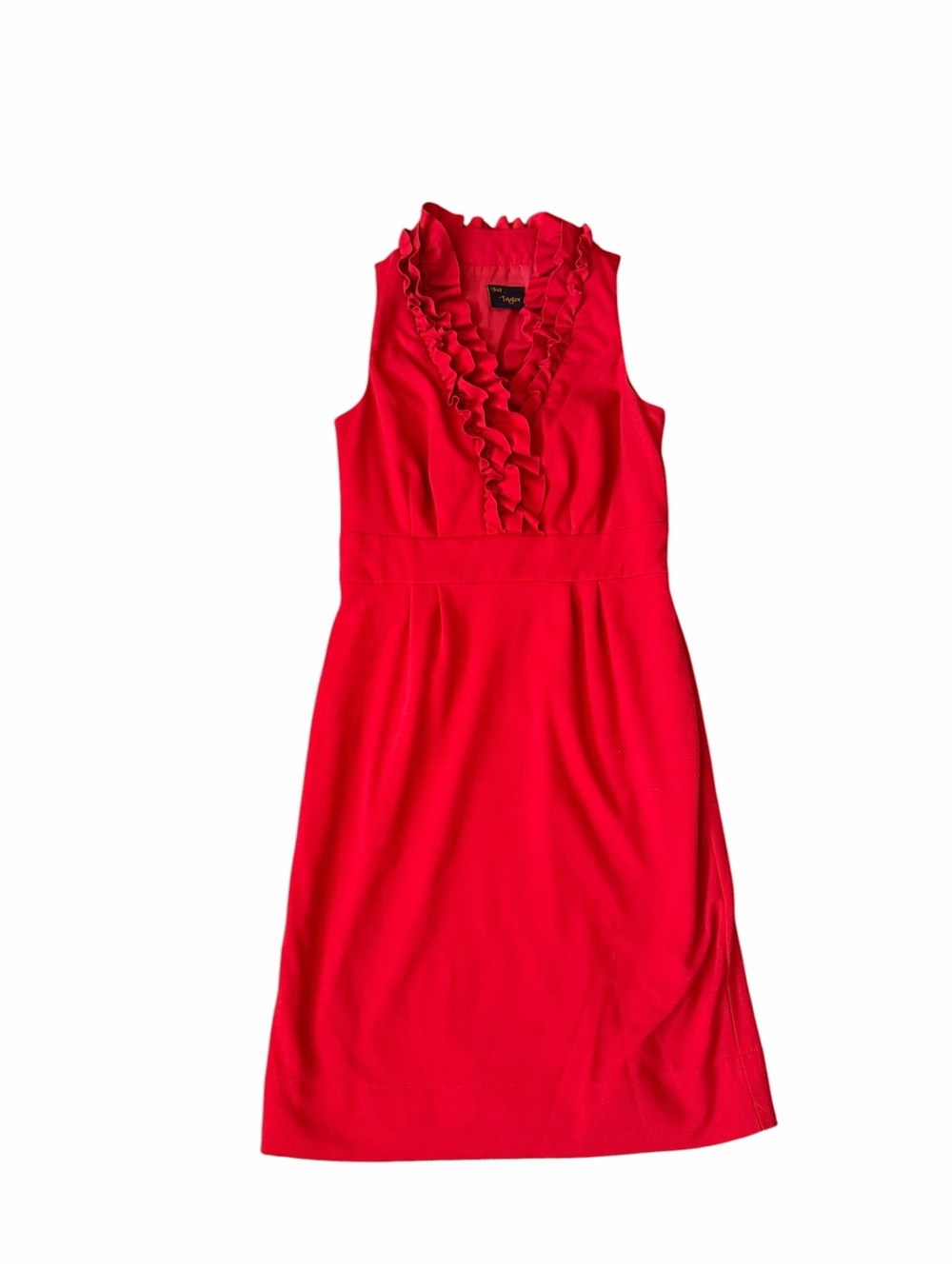 Just Taylor Women’s Size 8 Red Sleeveless Ruffle Neckline Career Dress